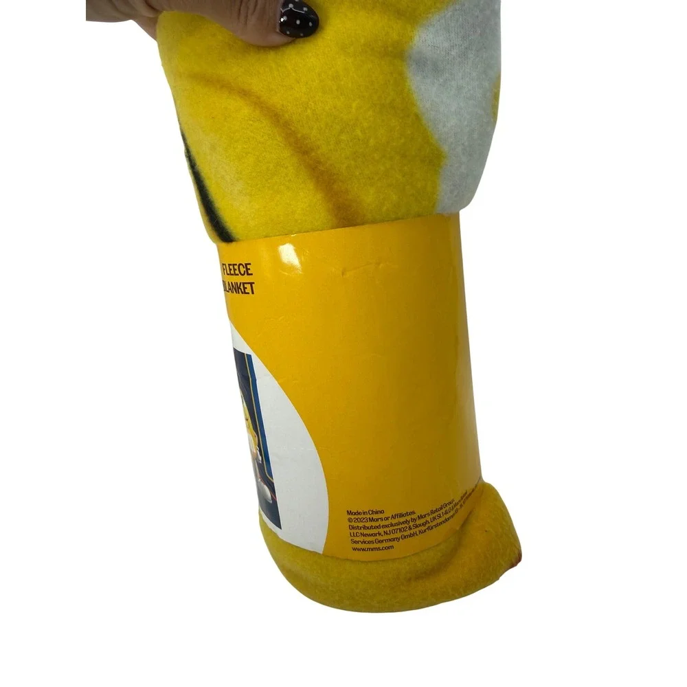 M&M's Character Fleece Throw Blanket Yellow 50x60 Multi Color Candy Graphic NEW